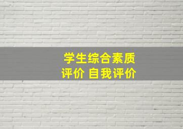 学生综合素质评价 自我评价